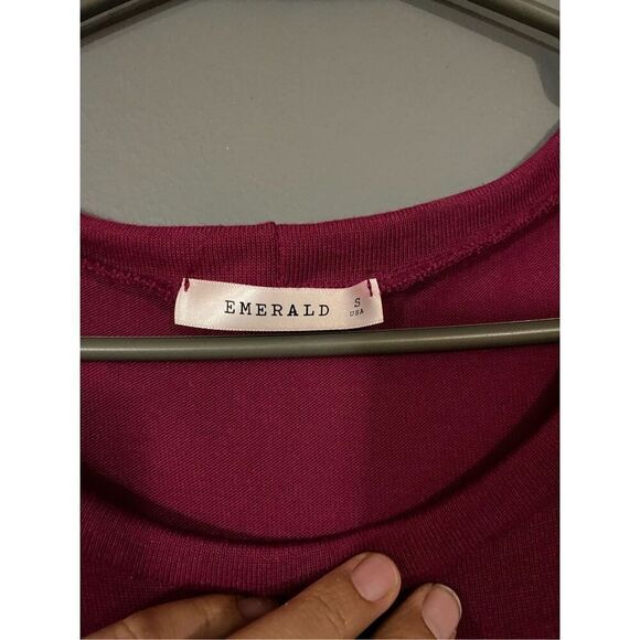 Emerald Long Sleeve Irregular Hem Tunic Top With Faux Buttons S - Picture 5 of 6